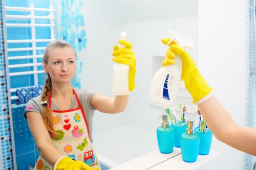 Cleaning team preparing for end of tenancy cleaning in an apartment