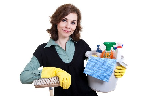Eco-friendly cleaning supplies arranged neatly